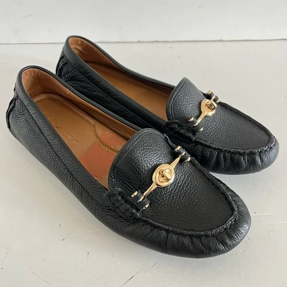 Coach Shoes Coach Arlene Turnlock Driver Black Pebbled Leather